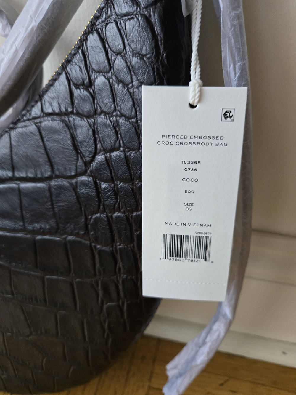 Brand New With Tags Tory Burch Crescent Croc-Embossed Pierce Shoulder Bag - Picture 3 of 3